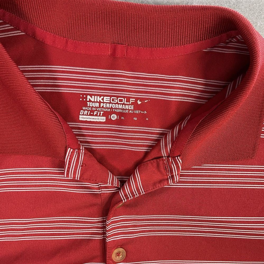 Nike Golf Tour Performance Dri-Fit Men XL Red Striped Athleisure Activewear Golf - Picture 2 of 9